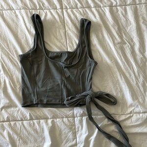 hunter green lululemon align top with tie detail